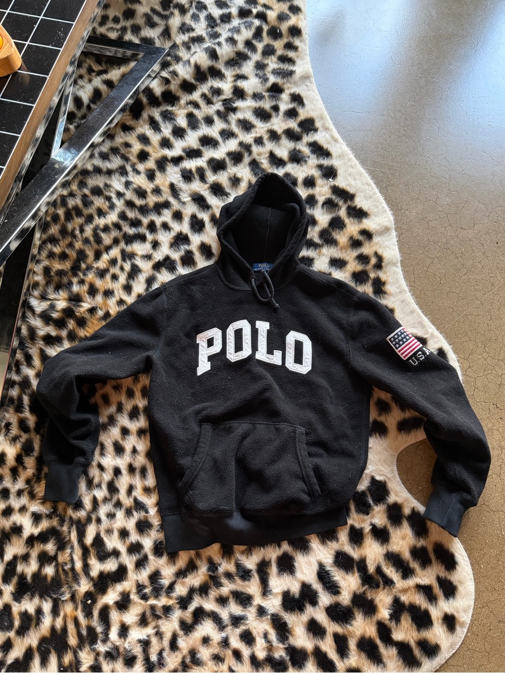 Polo by Ralph Lauren Black Hoodie with White POLO Chest Letters